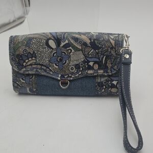 Sakroots Floral Blue Wristlet Clutch